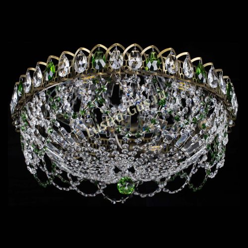 Люстра Хрустальный Каскад Ажур под бронзу Зеленая в Магнитогорске Гусь Хрустальный