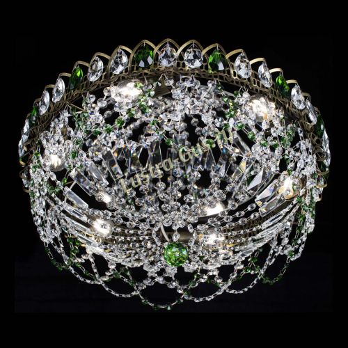 Люстра Хрустальный Каскад Ажур под бронзу Зеленая в Магнитогорске Гусь Хрустальный