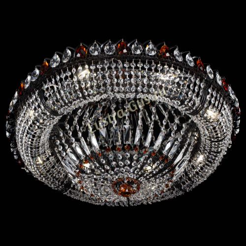 Люстра Кольцо Классика №8 Черная с чайными подвесками в Магнитогорске Гусь Хрустальный