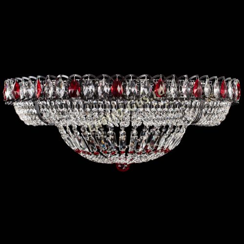 Люстра Кольцо Классика №8 Черная с красными подвесками в Магнитогорске Гусь Хрустальный