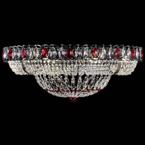 Люстра Кольцо Классика №8 Черная с красными подвесками в Магнитогорске Гусь Хрустальный