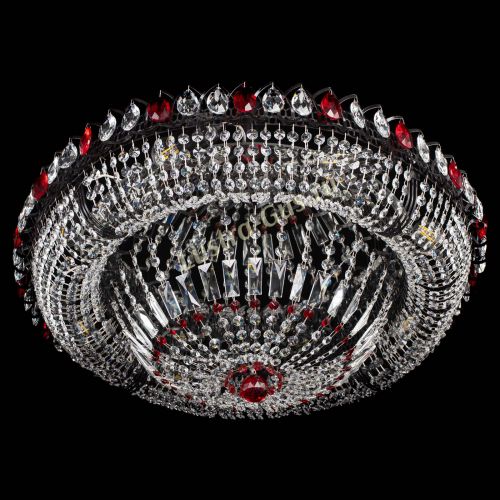 Люстра Кольцо Классика №8 Черная с красными подвесками в Магнитогорске Гусь Хрустальный