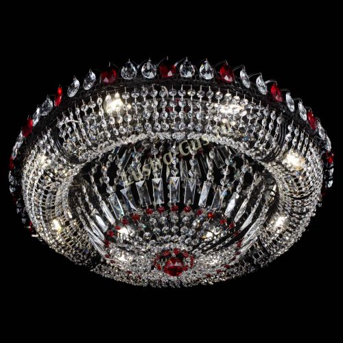 Люстра Кольцо Классика №8 Черная с красными подвесками в Магнитогорске Гусь Хрустальный