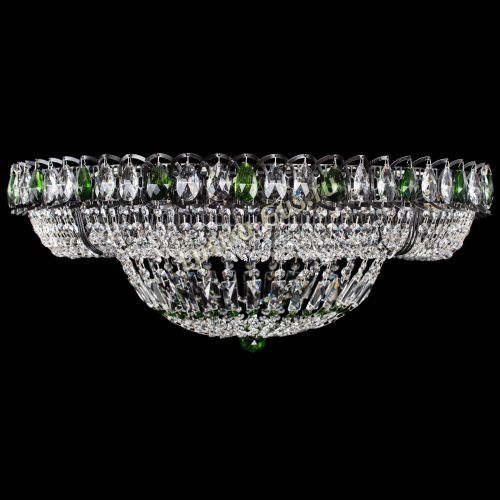 Люстра Кольцо Классика №8 Черная с зелеными подвесками в Магнитогорске Гусь Хрустальный