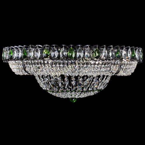 Люстра Кольцо Классика №8 Черная с зелеными подвесками в Магнитогорске Гусь Хрустальный