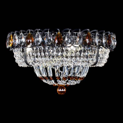 Люстра Кольцо Классика Черная с чайными подвесками в Магнитогорске Гусь Хрустальный