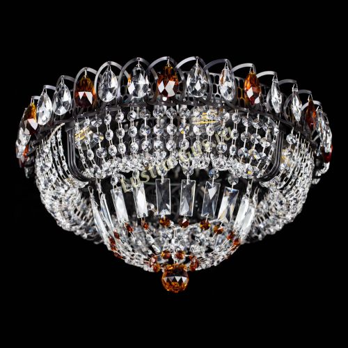 Люстра Кольцо Классика Черная с чайными подвесками в Магнитогорске Гусь Хрустальный