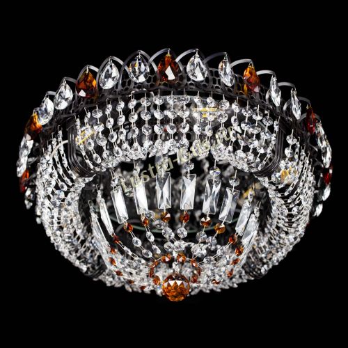 Люстра Кольцо Классика Черная с чайными подвесками в Магнитогорске Гусь Хрустальный