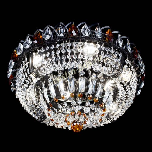 Люстра Кольцо Классика Черная с чайными подвесками в Магнитогорске Гусь Хрустальный