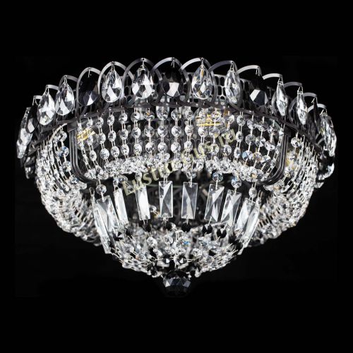 Люстра Кольцо Классика Черная с черными подвесками в Магнитогорске Гусь Хрустальный