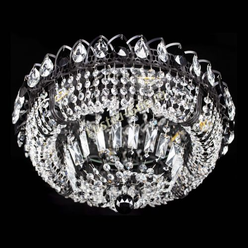 Люстра Кольцо Классика Черная с черными подвесками в Магнитогорске Гусь Хрустальный