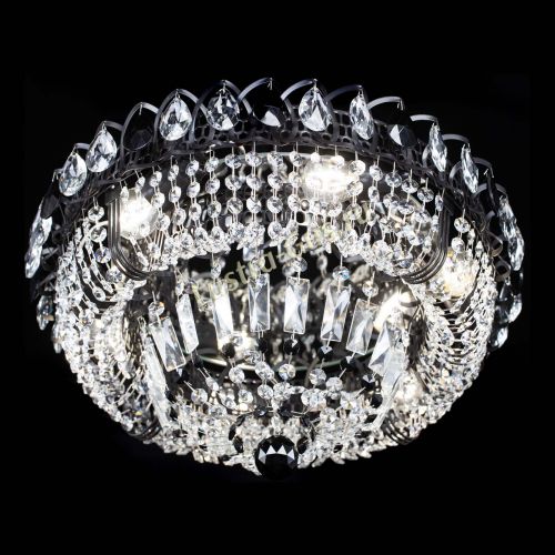 Люстра Кольцо Классика Черная с черными подвесками в Магнитогорске Гусь Хрустальный