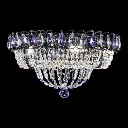 Люстра Кольцо Классика Черная с фиолетовыми подвесками в Магнитогорске Гусь Хрустальный