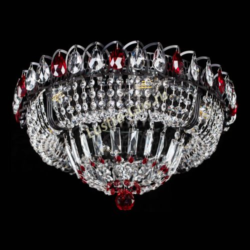 Люстра Кольцо Классика Черная с красными подвесками в Магнитогорске Гусь Хрустальный