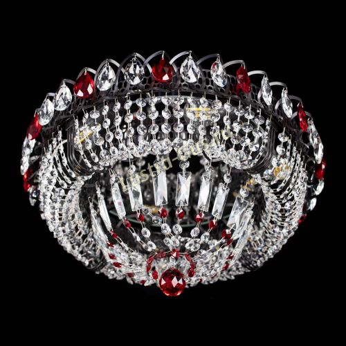 Люстра Кольцо Классика Черная с красными подвесками в Магнитогорске Гусь Хрустальный