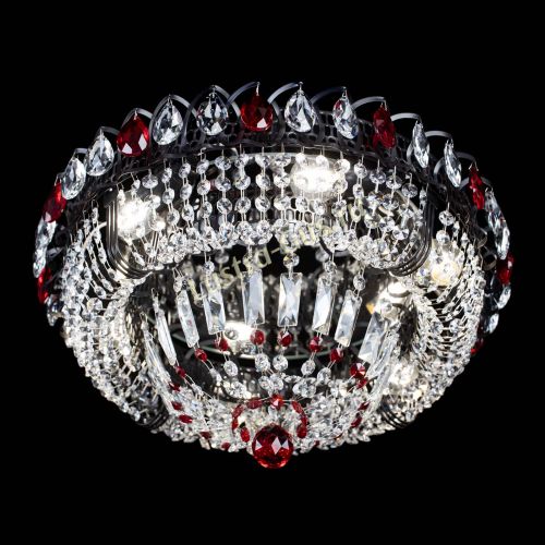 Люстра Кольцо Классика Черная с красными подвесками в Магнитогорске Гусь Хрустальный