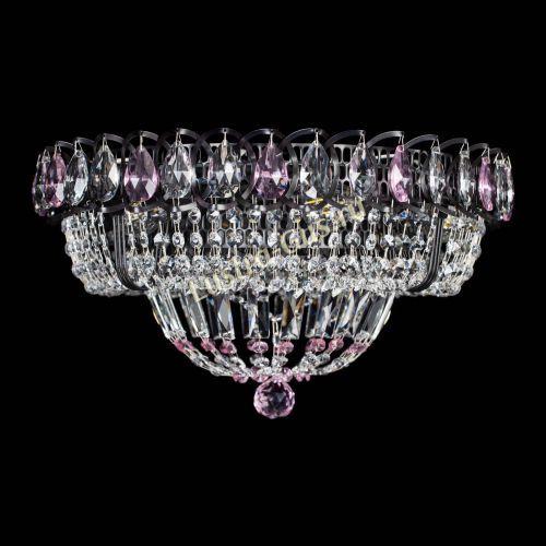 Люстра Кольцо Классика Черная с розовыми подвесками в Магнитогорске Люстра Кольцо Классика Черная с розовыми подвесками в Магнитогорске