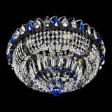 Люстра Кольцо Классика Черная с синими подвесками в Магнитогорске