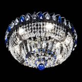 Люстра Кольцо Классика Черная с синими подвесками в Магнитогорске