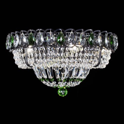 Люстра Кольцо Классика Черная с зелеными подвесками в Магнитогорске Гусь Хрустальный