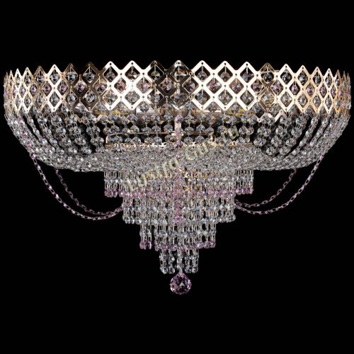 Люстра Корона №11 розовая в Магнитогорске Гусь Хрустальный