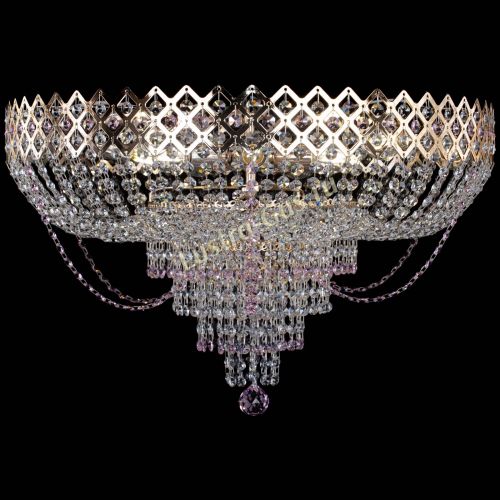 Люстра Корона №11 розовая в Магнитогорске Гусь Хрустальный