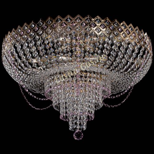 Люстра Корона №11 розовая в Магнитогорске Гусь Хрустальный