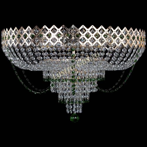 Люстра Корона №11 зеленая в Магнитогорске Гусь Хрустальный