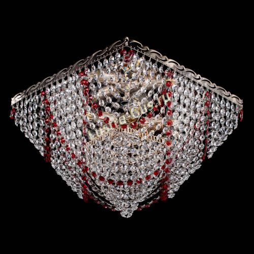 Люстра Квадрат Бриз красная в Магнитогорске Гусь Хрустальный