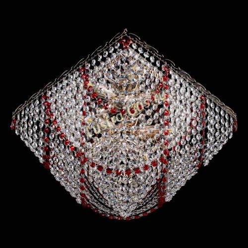 Люстра Квадрат Бриз красная в Магнитогорске Гусь Хрустальный