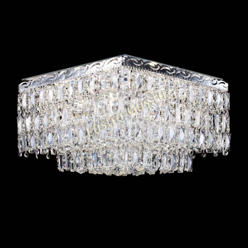 Люстра Квадрат Каскад с пластинками в Магнитогорске Гусь Хрустальный