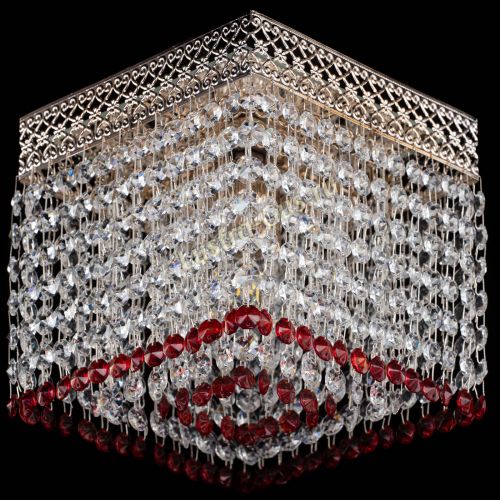 Люстра Квадрат Венеция №1 красная в Магнитогорске Гусь Хрустальный