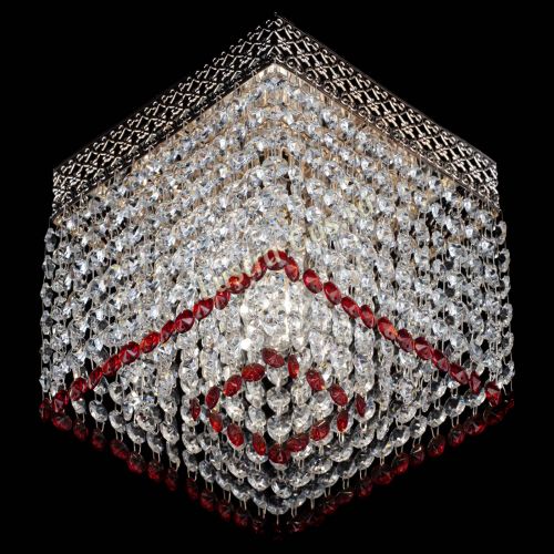 Люстра Квадрат Венеция №1 красная в Магнитогорске Гусь Хрустальный