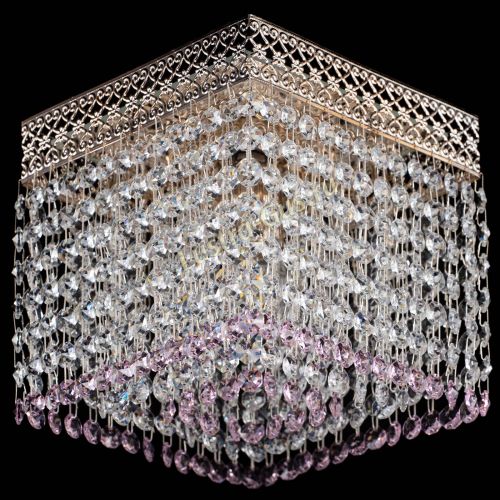 Люстра Квадрат Венеция №1 розовая в Магнитогорске Гусь Хрустальный