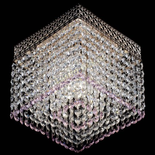 Люстра Квадрат Венеция №1 розовая в Магнитогорске Гусь Хрустальный