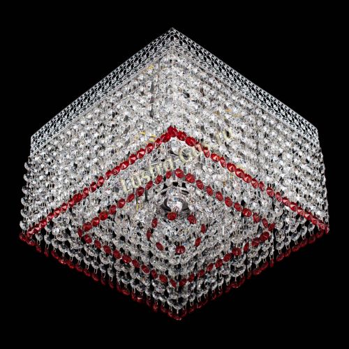 Люстра Квадрат Венеция №3 красная в Магнитогорске Гусь Хрустальный