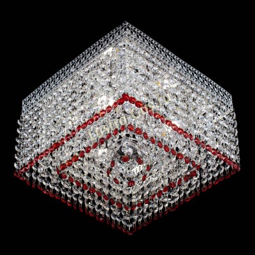 Люстра Квадрат Венеция №3 красная в Магнитогорске Гусь Хрустальный