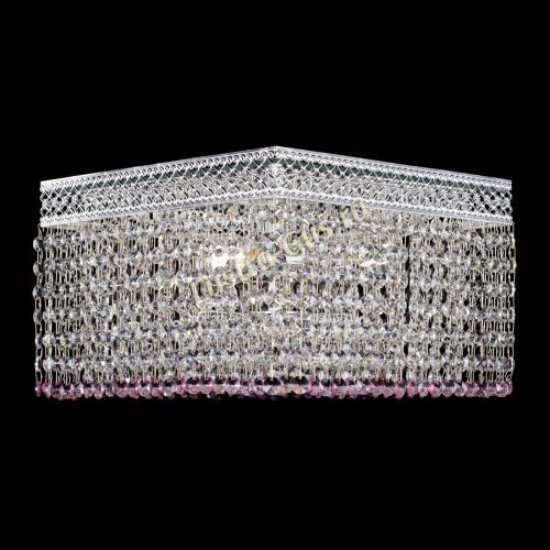 Люстра Квадрат Венеция №3 розовая в Магнитогорске Гусь Хрустальный