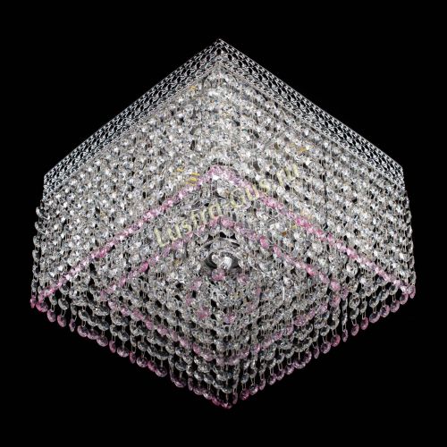 Люстра Квадрат Венеция №3 розовая в Магнитогорске Гусь Хрустальный