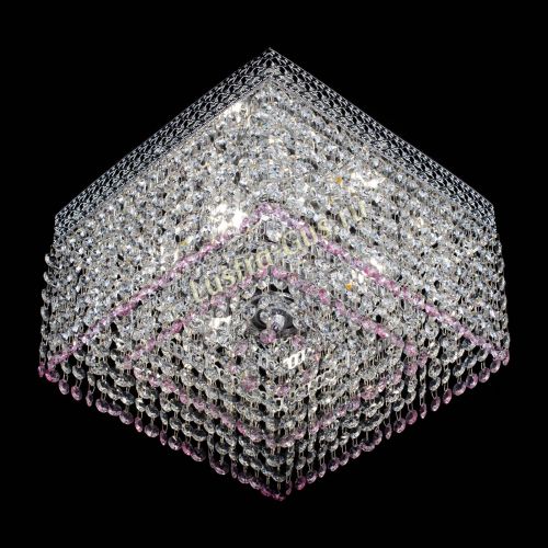 Люстра Квадрат Венеция №3 розовая в Магнитогорске Гусь Хрустальный