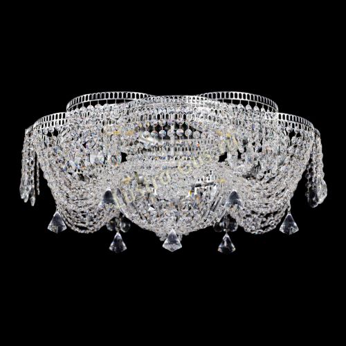 Люстра Лотос Журавлик с конусами, диаметр 700 мм, серебро Гусь Хрустальный