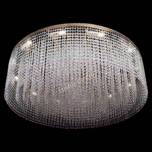 Люстра Милан капель №12 розовая в Магнитогорске Гусь Хрустальный