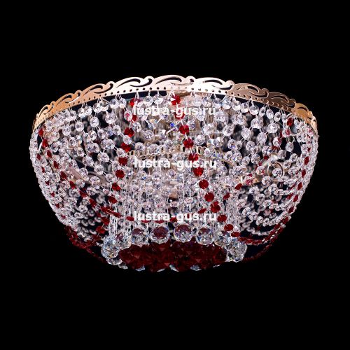 Люстра Анжелика 6 ламп + низ красная в Магнитогорске Гусь Хрустальный