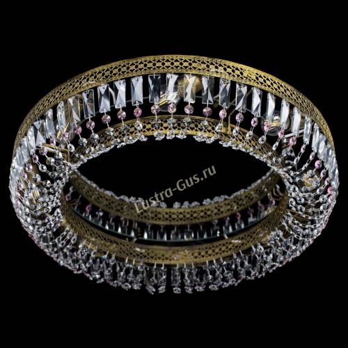 Люстра Венеция Кольцо №8 пластинка под бронзу Розовая в Магнитогорске Гусь Хрустальный