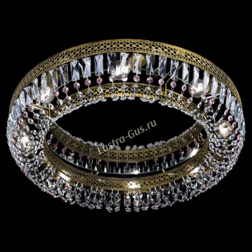 Люстра Венеция Кольцо №8 пластинка под бронзу Розовая в Магнитогорске Гусь Хрустальный