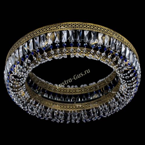 Люстра Венеция Кольцо №8 пластинка под бронзу Синяя в Магнитогорске Гусь Хрустальный