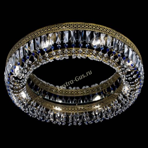 Люстра Венеция Кольцо №8 пластинка под бронзу Синяя в Магнитогорске Гусь Хрустальный