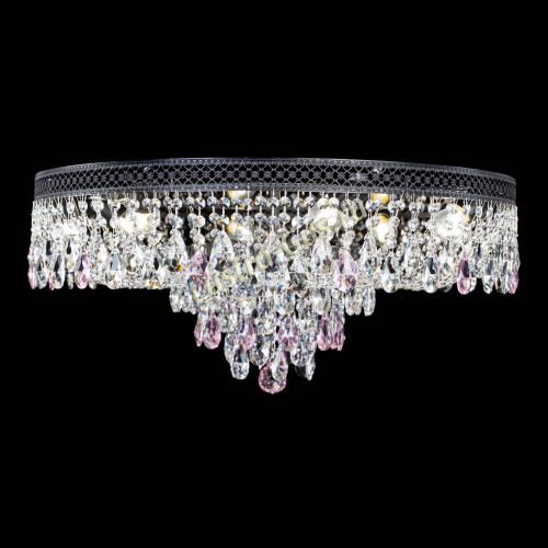 Люстра Венеция Кольцо Черная №8 розовая в Магнитогорске Гусь Хрустальный