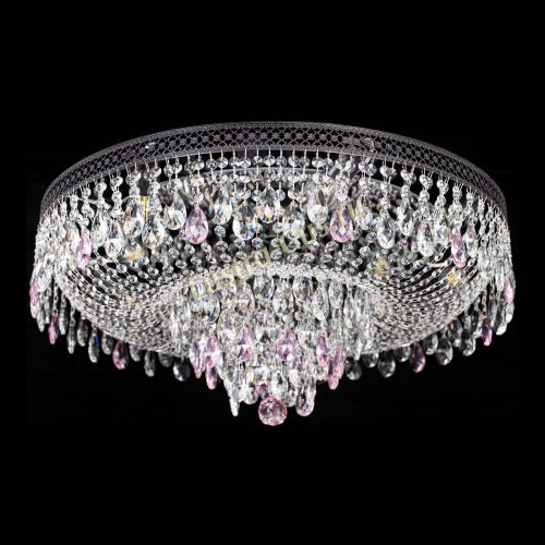 Люстра Венеция Кольцо Черная №8 розовая в Магнитогорске Гусь Хрустальный