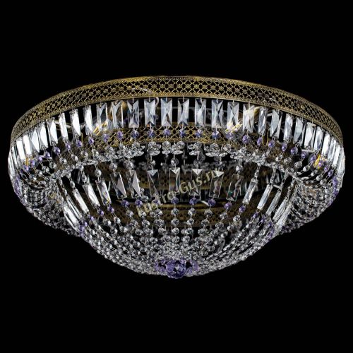 Люстра Венеция Купол пластинка под бронзу Фиолетовая в Магнитогорске Гусь Хрустальный